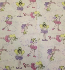 Laurie Campbell ~ 54"x 45" La-di-draw Glittery Fabric W/Dancing Ballerina Angels - Picture 1 of 5