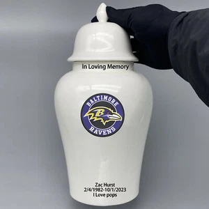 Ceramic Large Urn for Baltimore Ravens Football Theme, Custom Text - Picture 1 of 5