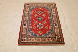 3'10" x 5'5" ft. Afghani Kazak Vegetable Dye Hand Knotted Oriental Wool Area Rug - Picture 1 of 8