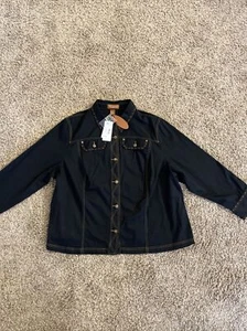 Liz & Me Signature Womens Denim Jacket Size 3X 26/28 Button Jean Jacket - Picture 1 of 12