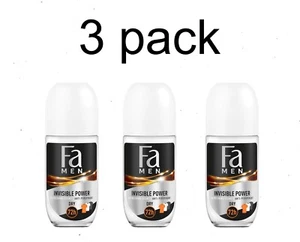 3pack Mens roll-on deodorant FA MEN INVISIBLE 1.7 fl.oz / 50 ml - Picture 1 of 3
