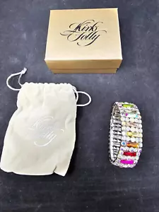 Kirks Folly Silvertone Multicolor Crystal 'Stretch' Bracelet, NICE! - Picture 1 of 4