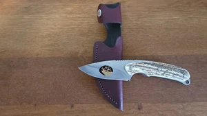 CUSTOM BUCK KNIFE 193 STAG GOLD PLATED Elk CUTOUT BLADE 2002, Unused! - Picture 1 of 9
