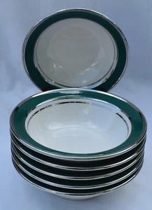 SHENANGO China - GREEN BAND AA-40 - (6) 6" SOUP/CEREAL BOWLS - Picture 1 of 5