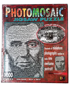 Photomosaics Abe Lincoln Jigsaw Puzzle 1000 Pcs Rob Silver- Civil War MIB Sealed - Picture 1 of 11