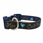 Poochie Pets Dog Collar "Cold Nose, Warm Heart" in brown and teal- choose your s