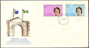 1980 Norfolk Island Queen Mother's 80th Birthday Set Of 2 First Day Cover, VGC - Bild 1 von 1