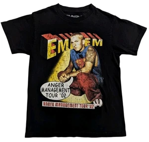 Maglia Eminem Anger Management Tour 2002 adulto piccola grafica rap nera invecchiata - Foto 1 di 5