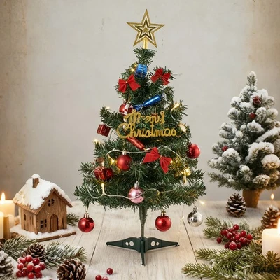 CLASSIFIED-HOMEWARE 2FT Pre-Lit Mini Small Christmas Tree w/ LED Lights Desktop Table Top Xmas Decor