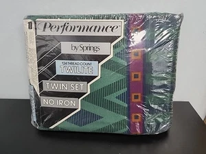Vintage Performance by Springs Twin Set Continental Green Print NIP - Picture 1 of 7