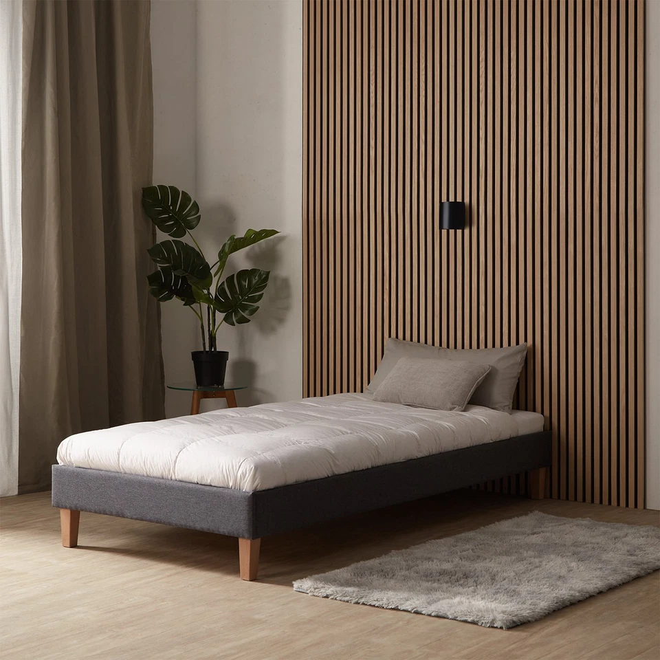 Homestyle4u Polsterbett mit Lattenrost - Grau, 120x200cm (1983)