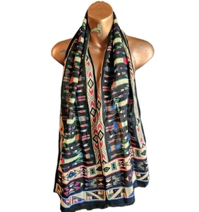 VTG 1983 Ginnie Johansen Inc Southwestern Design Wool Rectangular Scarf, 59"... - Picture 1 of 8