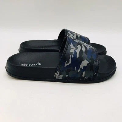 Shaq Camo Wide Strap Slides Children's size 1 Black & Gray Sandals Beach Shoes - Image 1 of 4