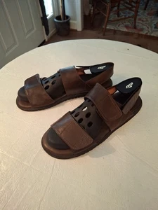 Criacoes, AB Men's Brown Leather Flat Sandals Size 12.5 Medium Portugal - Picture 1 of 18