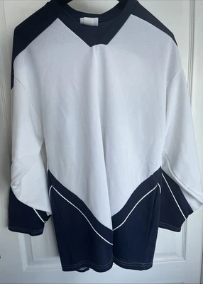 Camiseta deportiva de hockey vintage TEAMWORK PARA HOMBRE talla XL camiseta trabajo #1 BLANCA AZUL MARINO Foto 1 de 4