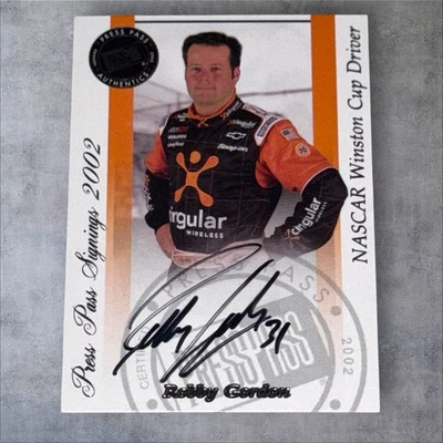 Robby Gordon NASCAR WINSTON CUP RCR #31 signed card 2002 PRESS PASS SIGNINGS - Image 1 of 2
