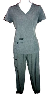 Koi Basics Scrub Set - Becca Top and Gemma Yoga Pants in Gray, both XXS Petite - Picture 1 of 21