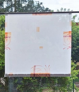 Scheibengardine Bistrogardine Vorhang modern Muster orange weiß Gardine - Bild 1 von 13