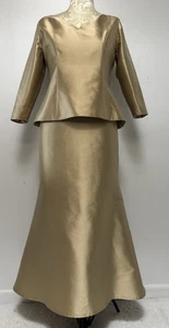 Tina di Martina Couture Gold Seide 2-teiliges festliches Kleid Set 12-14 Brautmutter - Bild 1 von 13