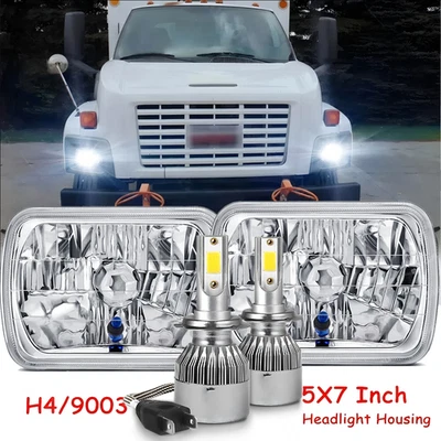 Par de faros LED 7x6 5x7 DOT Halo con H4 para GMC Safari C6500 C7500 Topkick A Foto 1 de 4