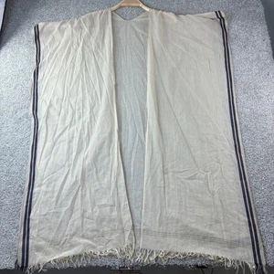 Chaqueta plumero kimono Eileen Fisher OS/TU beige negro a rayas mezcla de algodón - Imagen 1 de 5