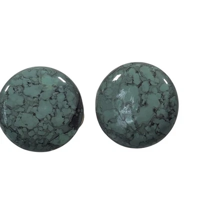 Pendientes de clip vintage con aspecto turquesa cabujón redondo imitación piedra Foto 1 de 4