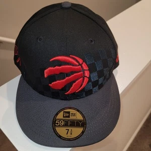 Toronto Raptors New Era 59Fifty Fitted 7 3/8 Hat Cap NBA Black Red Checked Flag - Picture 1 of 10