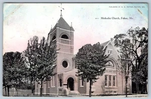 IGLESIA METODISTA 1908 FULTON MISSOURI POSTAL ANTIGUA TEÑIDA A MANO - Imagen 1 de 2