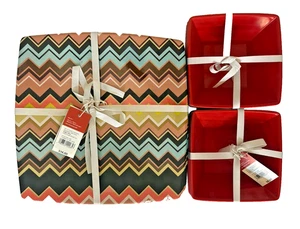 Missoni per Target Multicolore Chevron Melamina 8 Piatti e 8 Ciotole Quadrate - Foto 1 di 8