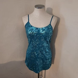 BKE Türkis Pailletten Camisole Tank Top Spaghettiträger Gr. M - Bild 1 von 4