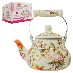 Emaillierte Teekanne Kanne Tee Wasserkanne Teekessel Kaffeekanne Emaille 1,5 L - Bild 1 von 1