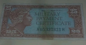 MILITARY PAYMENT CERTIFICATE SERIES 611, 25 CENTS NOTE - Picture 1 of 2