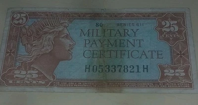 MILITARY PAYMENT CERTIFICATE SERIES 611, 25 CENTS NOTE - Image 1 of 2