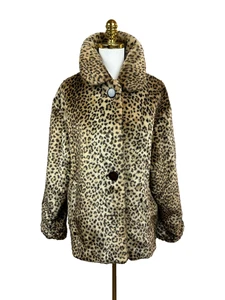 🐆 Vintage 80er Jahre IZZI Outerwear - Faux Leopard Jacke - Gr. M - Fun Fur ✨ - Bild 1 von 9