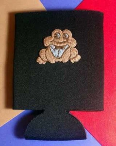 Frosch Brown Bestickt Schwarz Flasche Wärmer Kühler Isolator Koozie - Picture 1 of 2