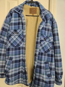 Outdoor Life Mens Blue Plaid Sherpa-Lined Flannel Jacket Size XL - Picture 1 of 8