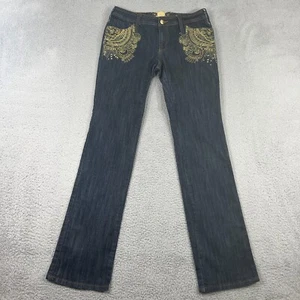 Rocawear Jeans Womens 11 Blue Y2K Floral Embroidered Hip Hop Skull - Picture 1 of 12