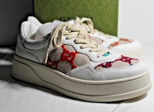 NWB Gucci GG Sneaker Sneakers Flats Multicolor Embroidered Dali Soft 40 670408 - Picture 1 of 12