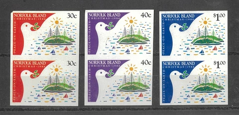 Norfolk Island 1986 Christmas Set/3 Stamps in Imperf Vertical Pairs MUH 29-15 Cover