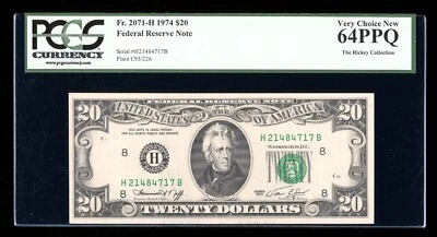 DBR 1974 $20 FRN St. Louis Fr. 2071-H PCGS 64 PPQ Serial H21484717B - Image 1 of 2