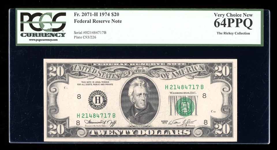 DBR 1974 $20 FRN St. Louis Fr. 2071-H PCGS 64 PPQ Serial H21484717B - Image 1 of 2