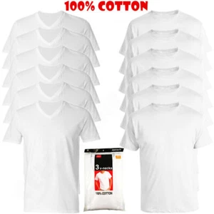 Men's 6-Pack White/Black /Mix Crew-Neck T-SHIRTS " TAGLESS-100% COTTON" - Picture 1 of 10