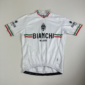 BIANCHI Milano Retro Italian Flag Full Zip Road Cycling Biking Jersey Mens 2XL