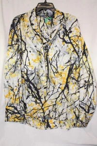 BENETTON Long Sleeve Tie Collar Blouse, Yellow & Silver, Womens L, Romania-B120 - Picture 1 of 5