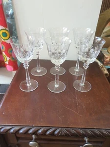 Mikasa Cameo Cut German Crystal Glass Goblet Wine Set 6 Size 7 1/4" 1980s - Picture 1 of 9