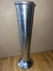 Vintage Cast Aluminum Footed Vase- Thick Metal- 12.5” Tall - Picture 1 of 9