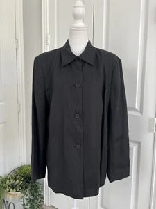 NEW Talbots Women’s Black Blazer Jacket 100% Irish Linen Size 16W - Picture 1 of 11