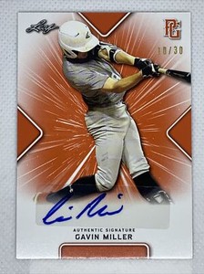 2021 LEAF PERFECT GAME ORANGE GAVIN MILLER PAPER RC AUTO # 10/30