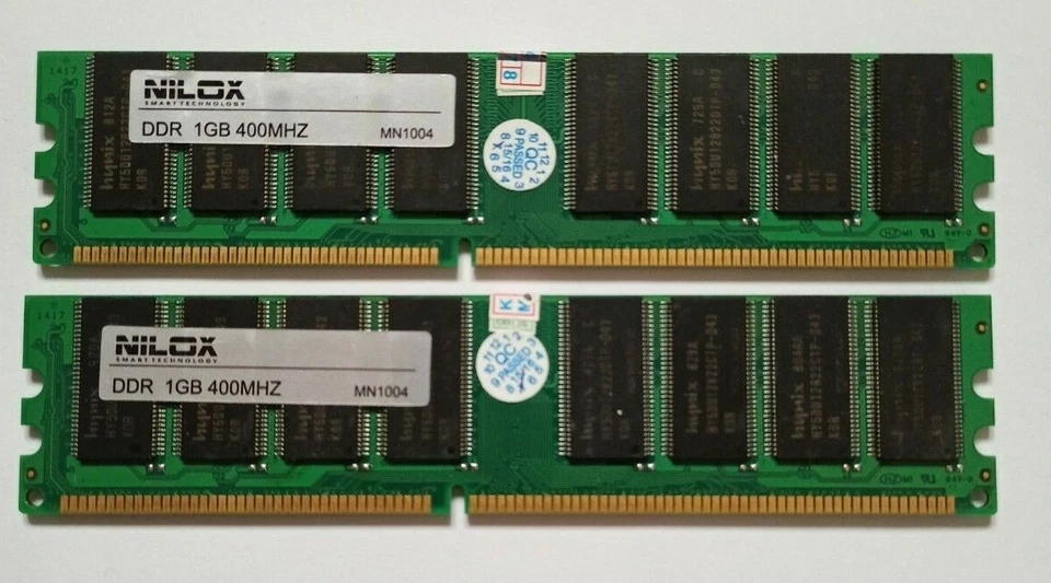 KIT 2x1GB NILOX DDR 400MHz MN1004 RAM PC3200U - Immagine 1 di 1