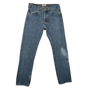Jeans vintage Levis 501 uomo 31x34 gamba dritta bottoni fly blu denim invecchiato - Foto 1 di 13
